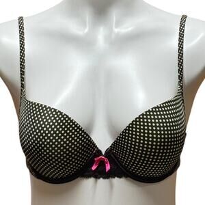 Wonderbra Underwire Padded Push Up Bra Black Neon Green Pink 36B